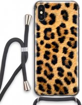 Case Company® - Coque pour iPhone XS avec cordon - Léopard - Coque pour téléphone avec cordon Zwart - Protection Extra sur tous les côtés et sur le bord de l'écran