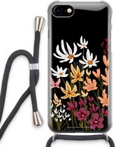 Case Company® - Hoesje met koord geschikt voor iPhone SE 2020 hoesje met Koord - Painted wildflowers - Telefoonhoesje met Zwart Koord - Extra Bescherming aan alle Kanten en Over de Schermrand