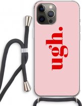 Case Company® - Hoesje met koord geschikt voor iPhone 12 Pro hoesje met Koord - Ugh - Telefoonhoesje met Zwart Koord - Extra Bescherming aan alle Kanten en Over de Schermrand