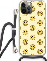 Case Company® - Hoesje met koord geschikt voor iPhone 12 Pro hoesje met Koord - Smiley N°2 - Telefoonhoesje met Zwart Koord - Extra Bescherming aan alle Kanten en Over de Schermrand