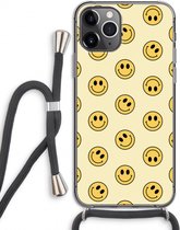 Case Company® - Hoesje met koord geschikt voor iPhone 11 Pro hoesje met Koord - Smiley N°2 - Telefoonhoesje met Zwart Koord - Extra Bescherming aan alle Kanten en Over de Schermrand