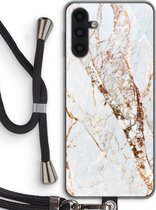 Case Company® - Coque Samsung Galaxy A13 5G avec cordon - Marbre Goud - Protection de téléphone avec cordon Zwart - Protection sur tous les côtés et sur les bords de l'écran