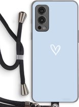 Case Company® - Hoesje met koord geschikt voor OnePlus Nord 2 5G hoesje met Koord - Klein Hart Blauw - Telefoonhoesje met Zwart Koord - Bescherming aan alle Kanten en Over de Schermrand
