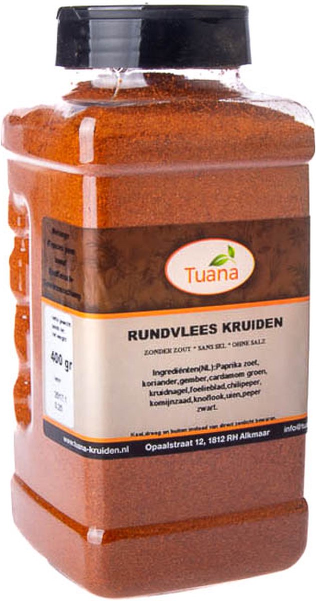 Goedkoopste Tuana Kruiden - Rundvlees Kruiden - Strooibus 400 Gram - Kruiden Zonder Zout - GP0234