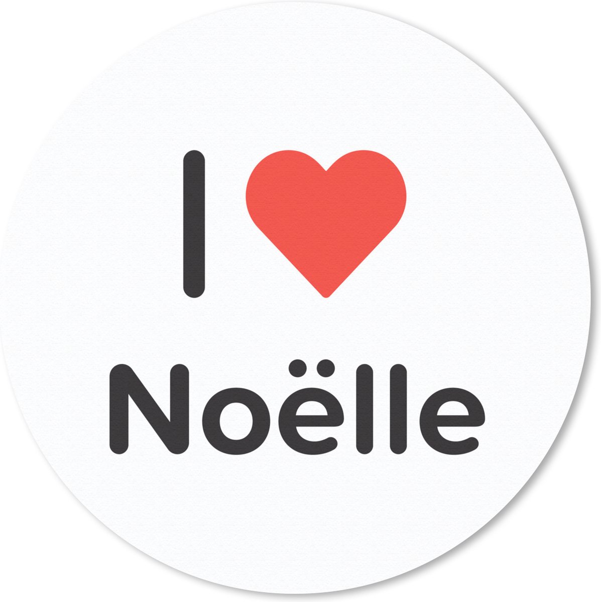 Muismat rond 40x40 cm - Mousepad I love - Noëlle - Meisje - Ronde muismatten