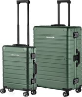 Ensemble de valises CarryOn ULD - Valise à Bagage à main de Luxe en aluminium 55cm + 76cm Grande valise de voyage - Double serrure TSA - Vert
