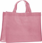 Shopper Bag - 10 stuks - Roze - 32 x 25 x 12cm - Non Woven - Shopper tas