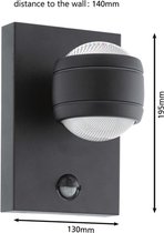 EGLO Sesimba 1 - Éclairage extérieur - IP44 - Applique - 2 Lumières - Zwart - Transparent
