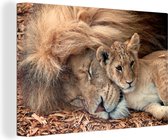 Toile Peinture Lion - Garçon - Animaux Sauvages - 90x60 cm - Décoration murale