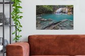 Canvas Schilderij Watervallen in Thaise nationaal park Erawan - 60x40 cm - Wanddecoratie