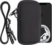 kwmobile Tasje voor smartphones M - 5,5" - Hoesje van neopreen in zwart - Phone case met nekkoord