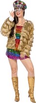 Wilbers & Wilbers - Glitter & Glamour Kostuum - Gouden Shake Shake Jas Vrouw - Goud - One Size - Carnavalskleding - Verkleedkleding