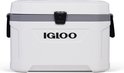 Witte Igloo koelbox met grijze band en zwarte gesp.