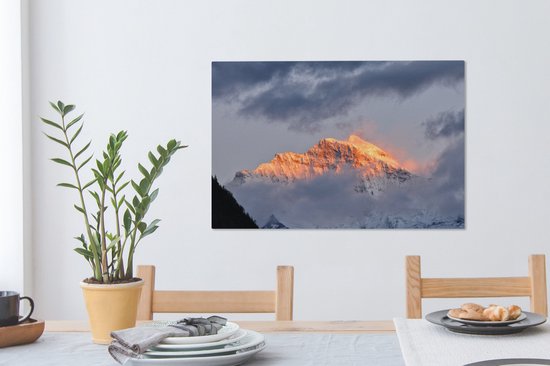 Coucher de soleil sur les Alpes suisses à l' Eiger Toile 90x60 cm - Tirage photo sur toile (Décoration murale salon / chambre)