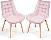 Stoel - Eetkamer stoel - Velvet stoel - Set van 2 - 59 x 52 x 84 cm - Fluweel - Roze