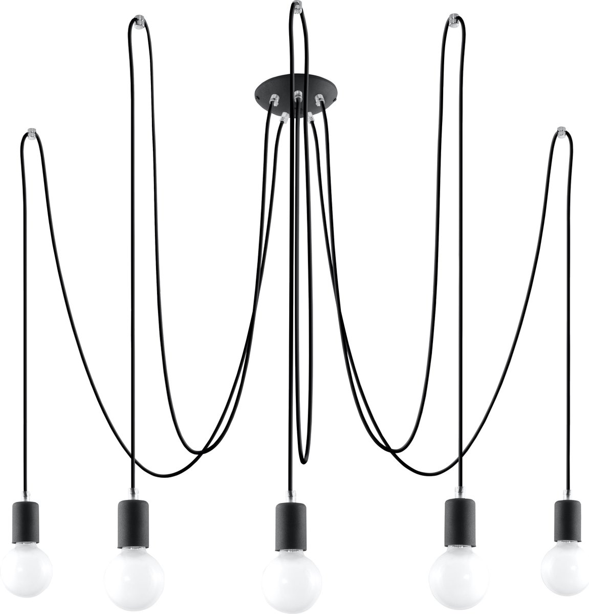 Trend24 Hanglamp Edison 5 - E27 - Zwart