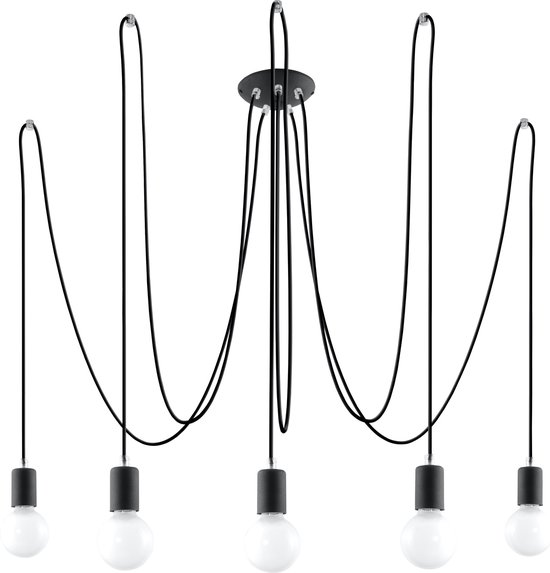 Trend24 Hanglamp Edison 5 - E27 - Zwart