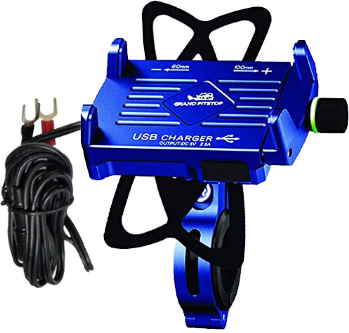 GrandPitstop motor telefoonhouder-navigatiehouder met USB oplader 2.0 model claw blauw