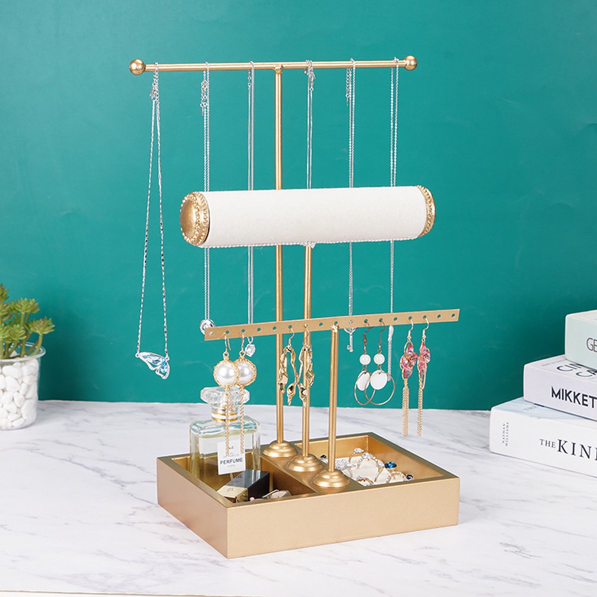 Sieradenstandaard - Juwelenhouder - Sieraden Organizer - Houder voor Horloges/Armbanden/Kettingen - Sieradenrek - Gold van Merkloos / Sans marque — cadeau in Sieraden - foto 2