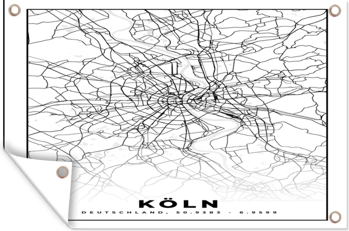 Tuindecoratie Plattegrond - Köln - Kaart - Stadskaart - 60x40 cm - Tuinposter - Tuindoek