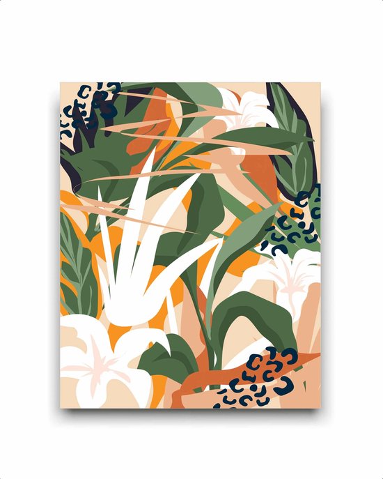 Schilderij  Tropische botanische abstracte bladeren 2 / Abstract / 50x40cm