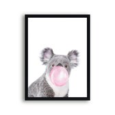 Poster Koala met roze kauwgom / Kauwgombel / 30x21cm