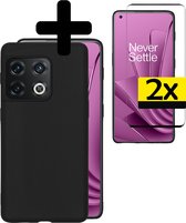 Hoesje Geschikt voor OnePlus 10 Pro Hoesje Siliconen Case Met 2x Screenprotector - Hoes Geschikt voor OnePlus 10 Pro Hoes Siliconen - Zwart