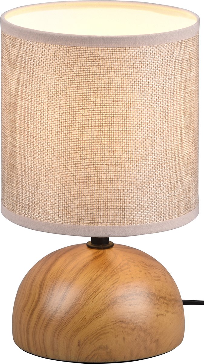 LED Tafellamp - Tafelverlichting - Torna Lucifer - E14 Fitting - Rond - Mat Bruin/Beige - Keramiek