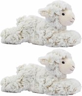 Set van 2x stuks pluche schapen/lammetjes knuffel liggend 22 cm - Boerderij knuffelbeesten