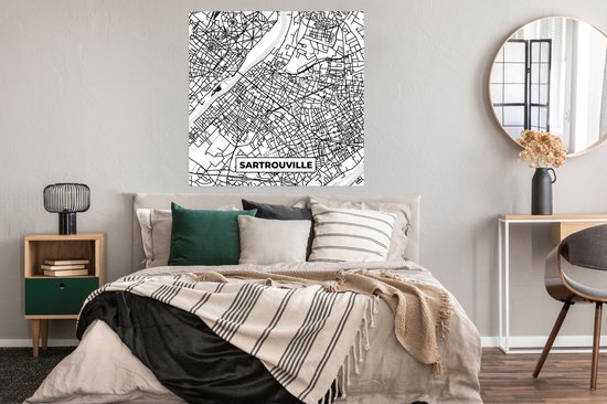 Poster Sartrouville - Stadskaart - Frankrijk - Kaart - Plattegrond - Zwart wit - 100x100 cm XXL - PosterMonkey
