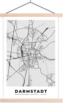 Posterhanger incl. Poster 40x60 cm - Schoolplaat - Kaart - Darmstadt - Duitsland - Stadskaart - Plattegrond - Textielposter - Blanke latten - Plattegrond