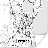 Poster Stadskaart - Plattegrond - Kaart - Frankrijk - Istres - Zwart wit - 30x30 cm