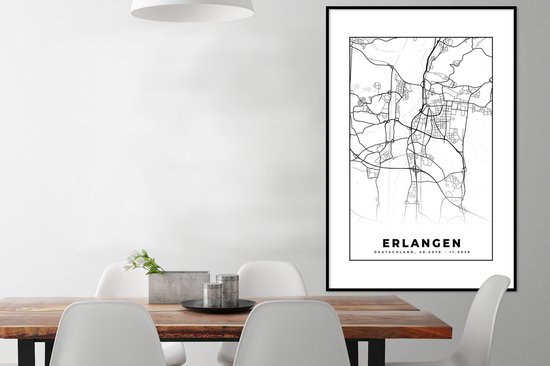 Cadre photo avec affiche - Carte - Erlangen - Plan - Plan de la ville - 80x120 cm - Cadre pour affiche