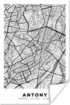 Poster Plattegrond - Kaart - Stadskaart - Frankrijk - Antony - 60x90 cm