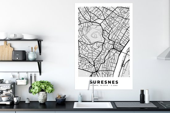Affiche Plan – Carte – Plan de ville – France – Suresnes - 80x120 cm