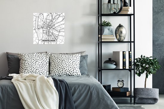 Poster Montélimar - Frankrijk - Plattegrond - Stadskaart - Kaart - Zwart wit - 50x50 cm