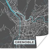 Poster Grenoble - Frankrijk - Plattegrond - Kaart - Stadskaart - 50x50 cm
