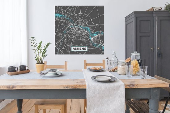 Affiche France - Carte - Plan de ville - Carte - Plan - Amiens - 100x100 cm XXL