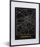 Fotolijst incl. Poster - Chemnitz - Duitsland - Kaart - Plattegrond - Goud - Stadskaart - 30x40 cm - Posterlijst