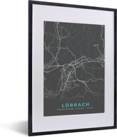 Fotolijst incl. Poster - Duitsland – Blauw – Lörrach – Stadskaart – Kaart – Plattegrond - 30x40 cm - Posterlijst
