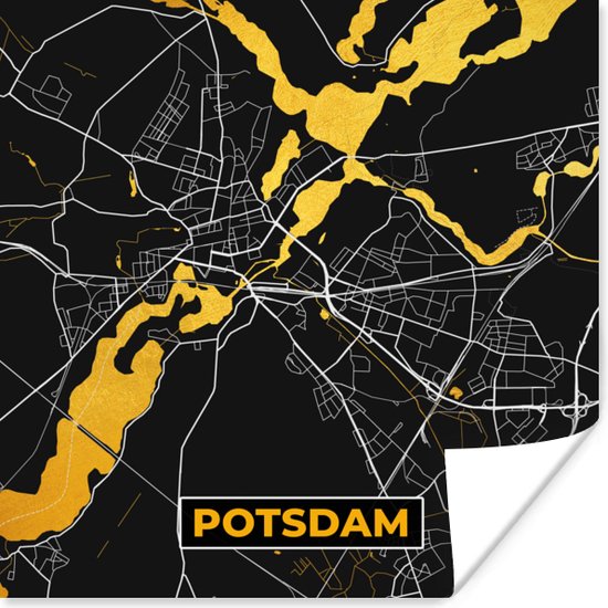 Poster Potsdam - Stadskaart - Goud - Plattegrond - Kaart - Duitsland - 100x100 cm XXL