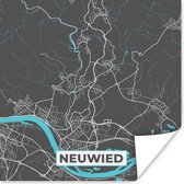 Poster Stadskaart – Plattegrond – Duitsland – Blauw – Neuwied – Kaart - 75x75 cm