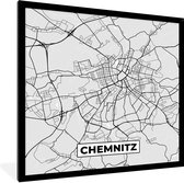 Fotolijst incl. Poster - Kaart - Plattegrond - Stadskaart - Duitsland - Chemnitz - 40x40 cm - Posterlijst