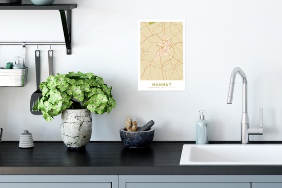 Poster Carte - België - Hannut - Carte - Plan de ville - 20x30 cm