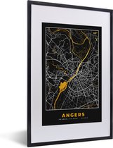Fotolijst incl. Poster - Kaart – Stadskaart – Angers - Plattegrond – Frankrijk - 40x60 cm - Posterlijst