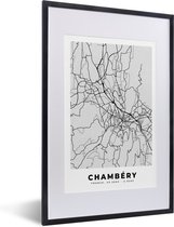 Fotolijst incl. Poster - Stadskaart – Frankrijk – Kaart – Chambéry – Plattegrond - 40x60 cm - Posterlijst