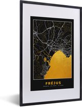 Cadre photo avec affiche - Carte - Fréjus - Carte - France - Plan de la ville - 40x60 cm - Cadre pour affiche