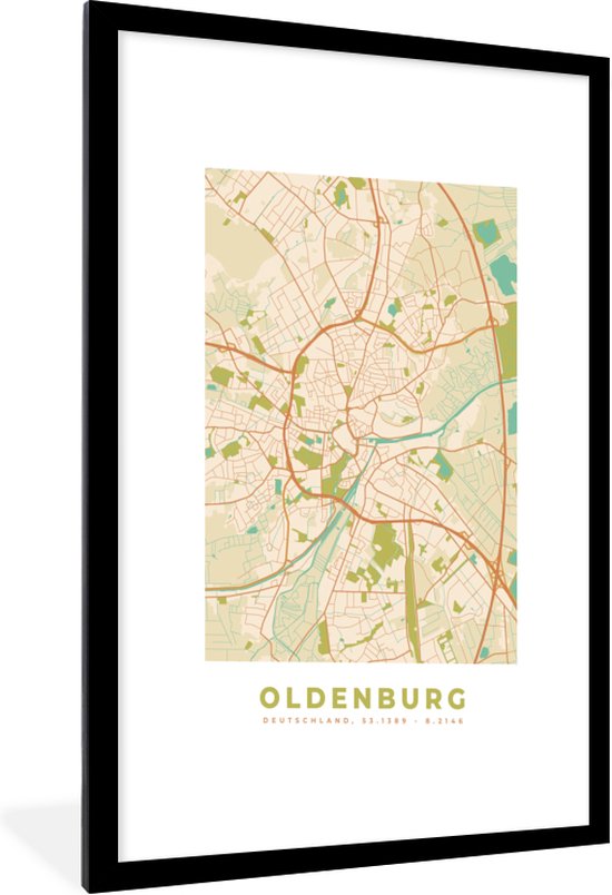 Fotolijst incl. Poster - Kaart - Oldenburg - Vintage - Plattegrond ...