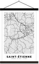 Porte-affiche avec Poster - Affiche scolaire - France - Carte - Plan - Saint-Étienne - Plan de la ville - 60x90 cm - Lattes noires