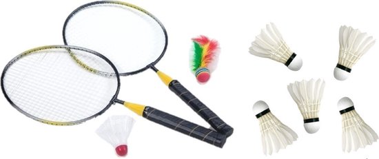 Badminton set voor kinderen met 6x shuttles en stuiterbal - Klein formaat - Merkloos
